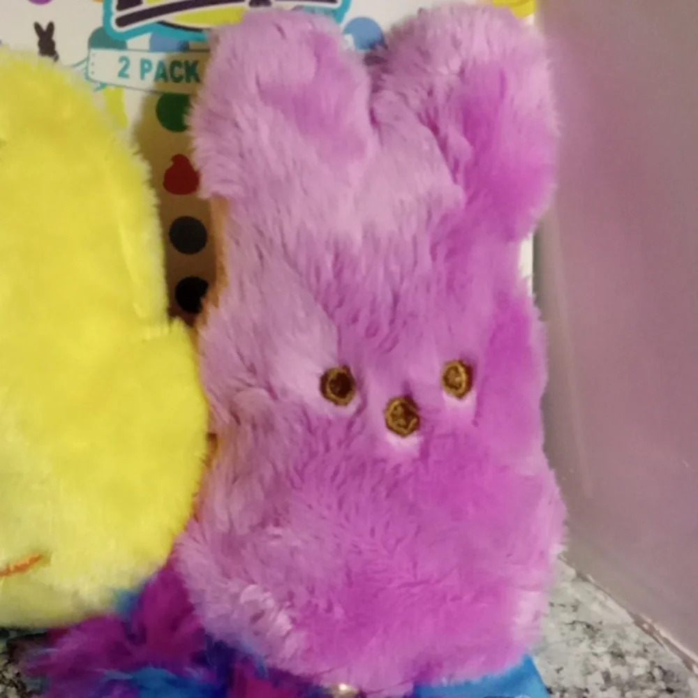 Yellow Chick and Purple Bunny Plush Cat Toys New